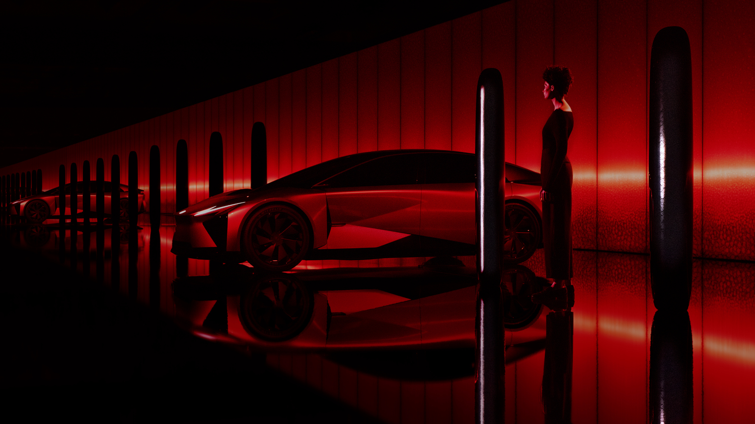 ミラノデザインウィーク2024に出展したレクサスブースの展示作品　吉本英樹氏と渋谷慶一郎氏の作品「Beyond the Horizon」はEVコンセプトカー「LF-ZC」にインスピレーションを得た作品