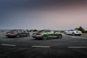 Static photo,Audi S e-tron GT, Colour: Florett silver metallic; Audi RS e-tron GT, Colour: Nimbus gray perl effect; Audi RS e-tron GT performance, Colour: Bedford green metallic