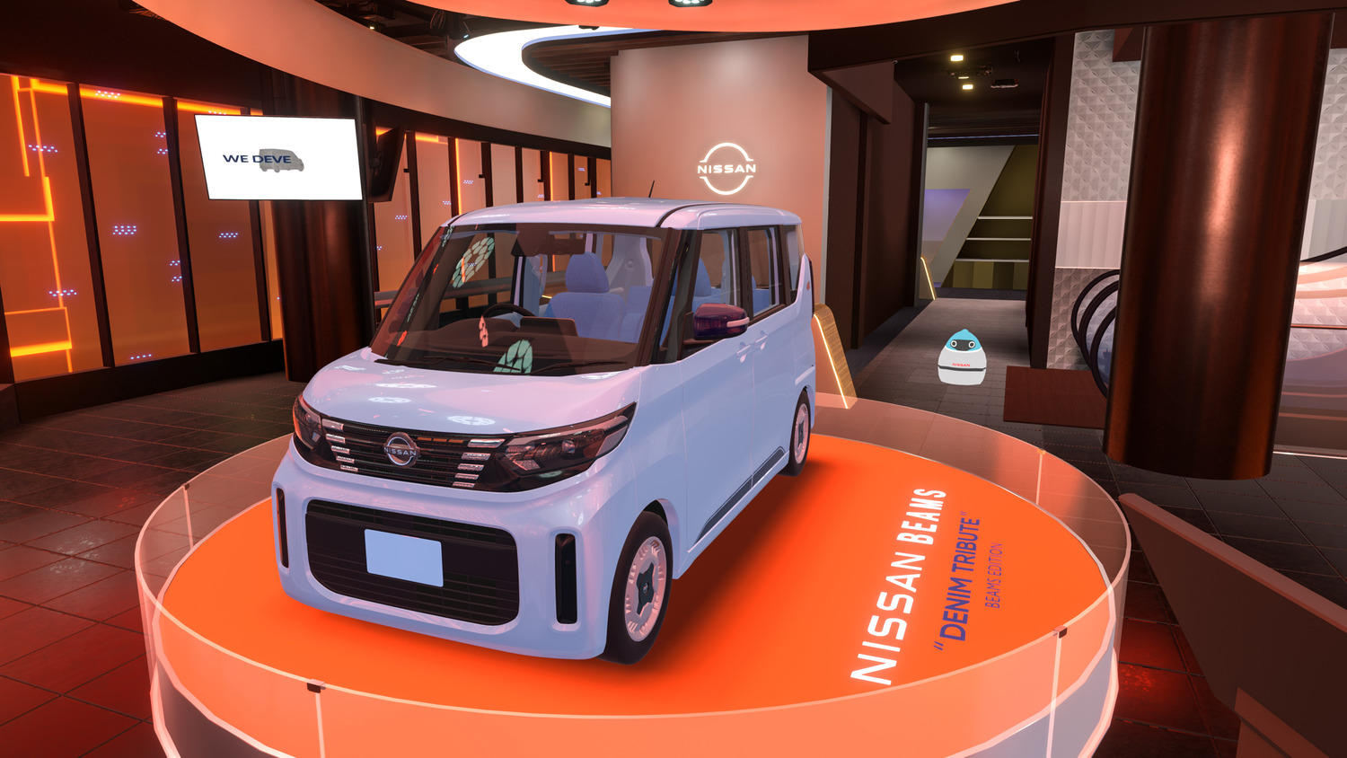 VRChat内の「NISSAN CROSSING」が2025年1月27日にリニューアル　画像はギャラリー内に展示された日産ルークスの特別仕様車「ビームス エディション」