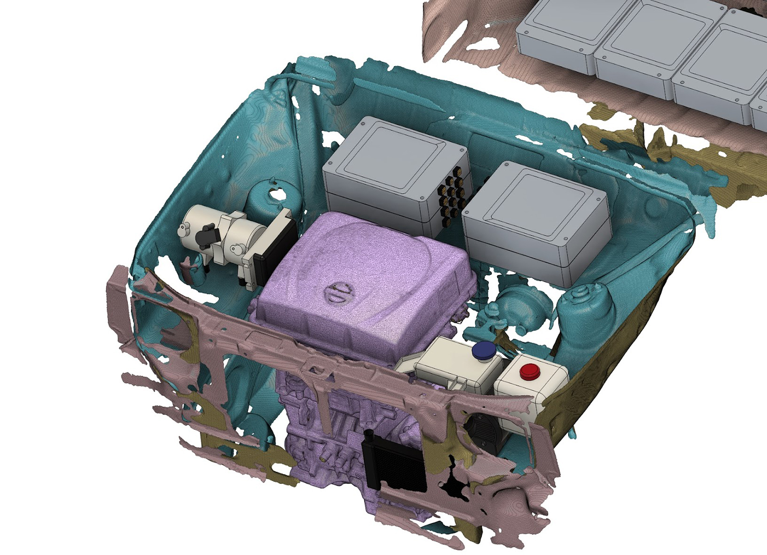 3DスキャンしたFIAT PANDAのエンジンルーム